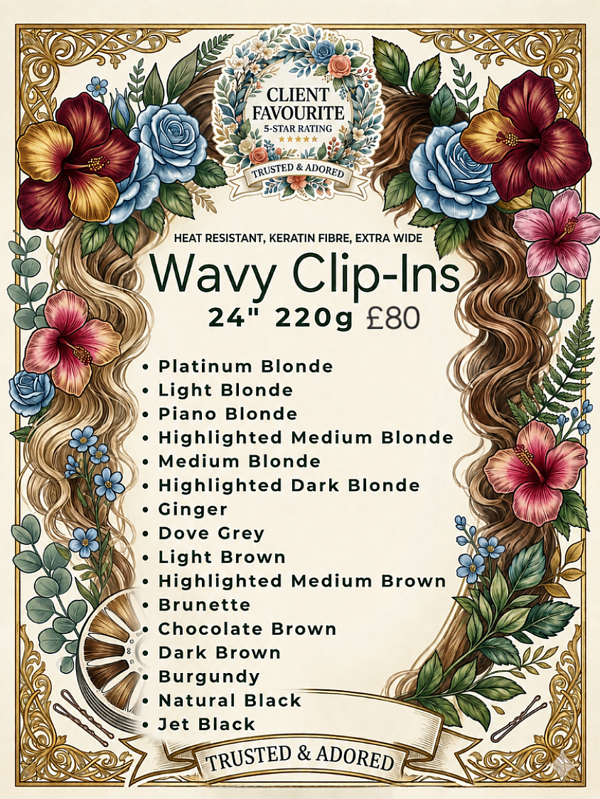 Wavy Keratin Protein Clip-In Hair Extensions Bangor Co.Down